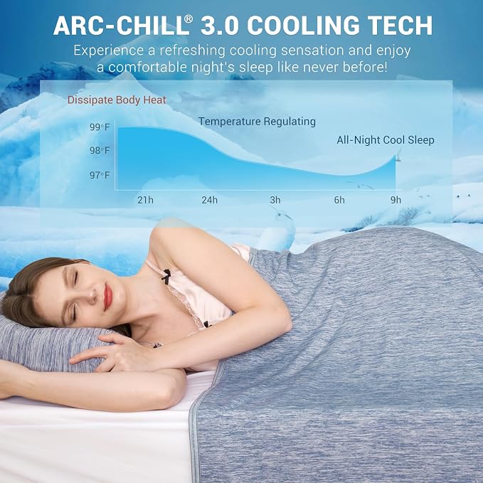 Elegear Double-Sided Cooling Blanket for Hot Sleepers, Queen, Arc-Chill 3.0 | Q-Max>0.5 Cooling Fabric, Absorbs Heat to Keep Body Cool, Breathable Summer Blankets for Night Sweats & Menopause, 79"x86"