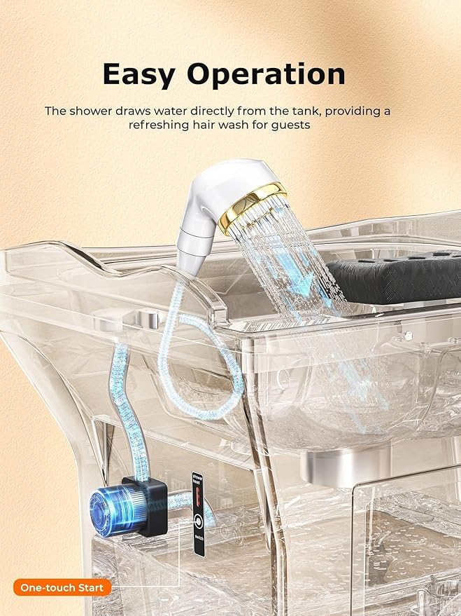 Head Spa Equipment, Portable Head Spa with Large Water Tank, Water Circulation System & Touch Panel | Perfect for Barber Shop, Hair Salons and Home Use