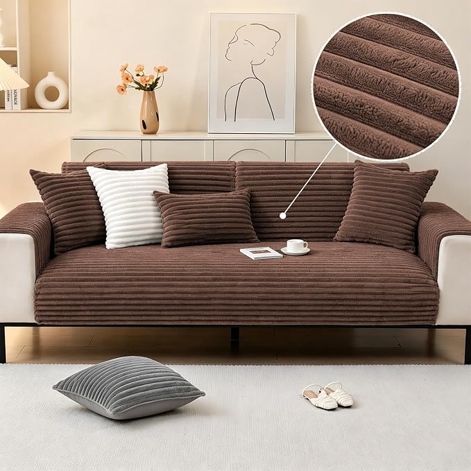 Waterproof Couch Cover for Dogs, Sofa Covers Washable & Non-Slip, Soft Dog Bed Blanket Protector for Sectional, Loveseat, Living Room Furniture (Coffee, 35.43"x 82.7" 1 Pack)