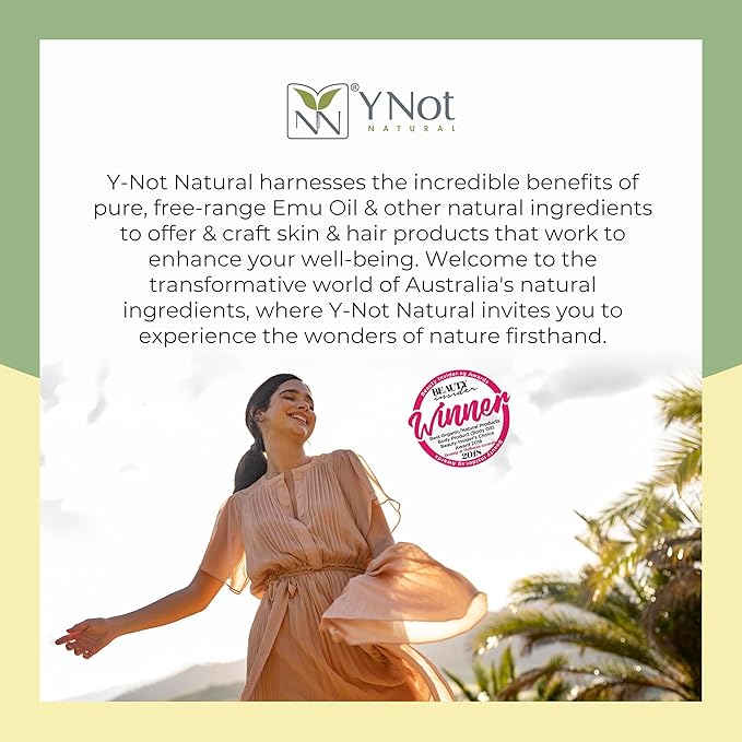 Y Not Natural Pure Emu Oil - Organic Moisture for Face, Body, Hair, Scalp & Nails - Rich in Omega 3-6-9, Vitamins & Essential Minerals - Australian Emu Oil (60ml) 2.03 fl oz - Sandalwood