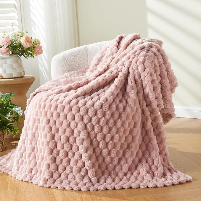 NEWCOSPLAY Fleece Clouds Cozy Queen Blanket for Couch, Pink, 90"x90" | Premium Silky Flannel Blanket, Soft Lightweight Fluffy Throw Blanket for Bed Sofa Decor, Gift for All Season Use