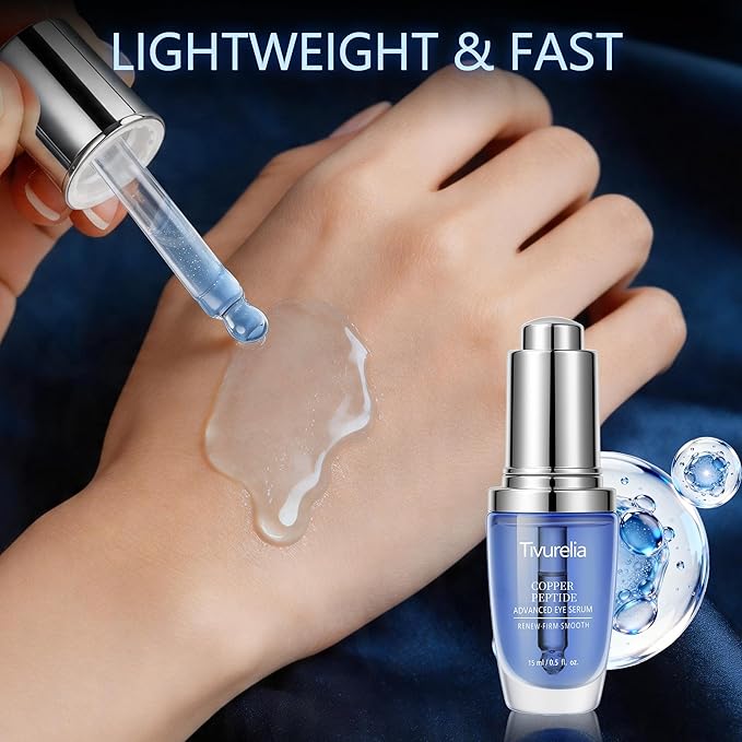 Copper Peptide Anti Aging Eye Serum, Korean Skin Care Advanced Eye Serum with GHK-Cu Copper Tripeptide-1 & Peptide Complex, Helps Smooth Fine Lines and Improve Firmness