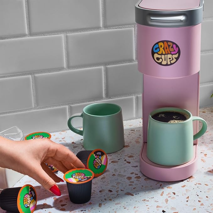Crazy Cups Decaf Flavored Coffee Pods, Decaffeinated Caramel Coconut Cream Flavored Coffee, Single Serve Hot or Iced Medium Roast Coffee for Keurig K Cups Machines, 22 Count