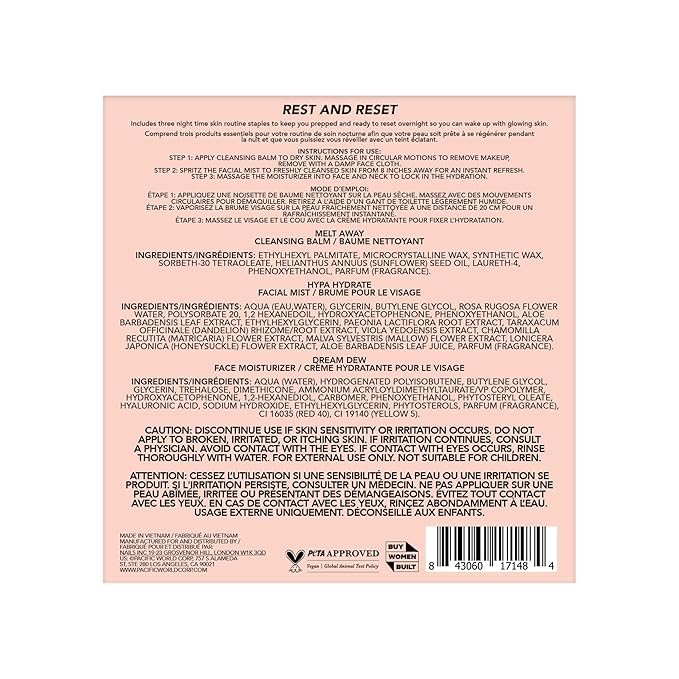 Holler And Glow Rest And Reset Cleansing Balm, Facial Mist And Moisturizer Set, Hydrating Face Spray, Cleanser & Makeup Remover, Nourishing, Stocking Stuffer For Teen Girls, 3 Piece Easter Gift