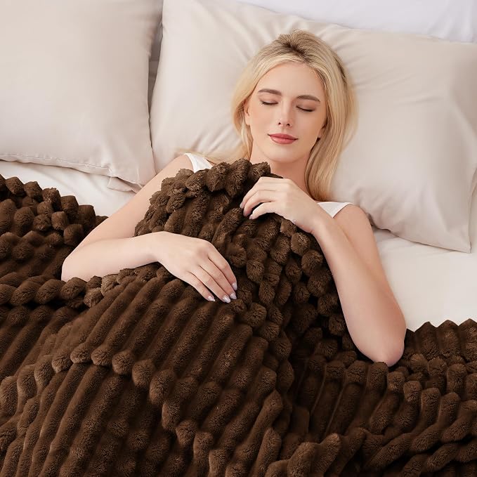 EXQ Home Gentle Soft Fleece Throw Blanket – Cozy Lightweight Blanket for Couch Bed – All-Season Warm Fuzzy Flannel Blanket for Women Mom Her – Gifts for Birthday(60"x80",Brown)