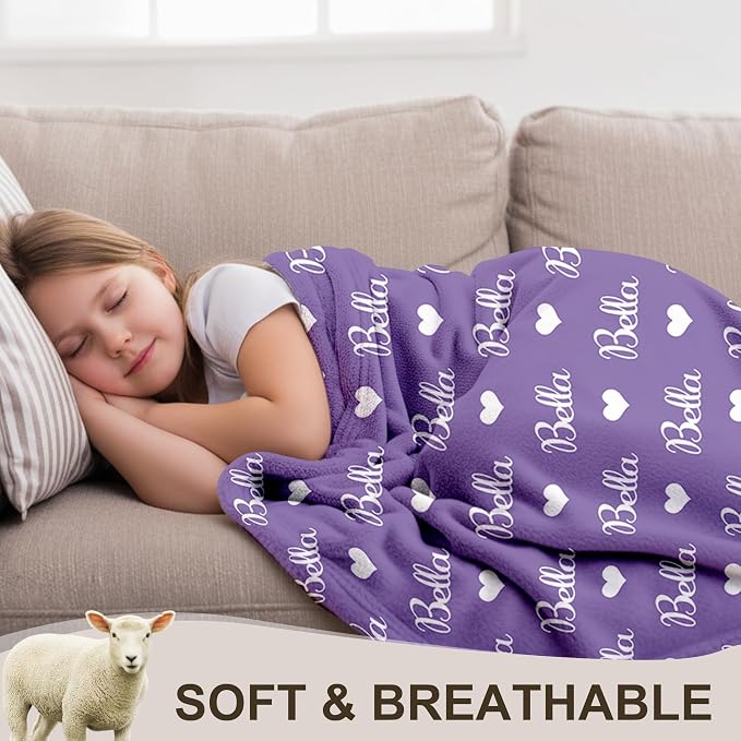 Yofair Ships Next Day, Personalized Blanket Gifts for Teen Girls Custom Blanket with Name Flannel Throw Girls Blankets Customized Daughter Gifts for Kids Adult