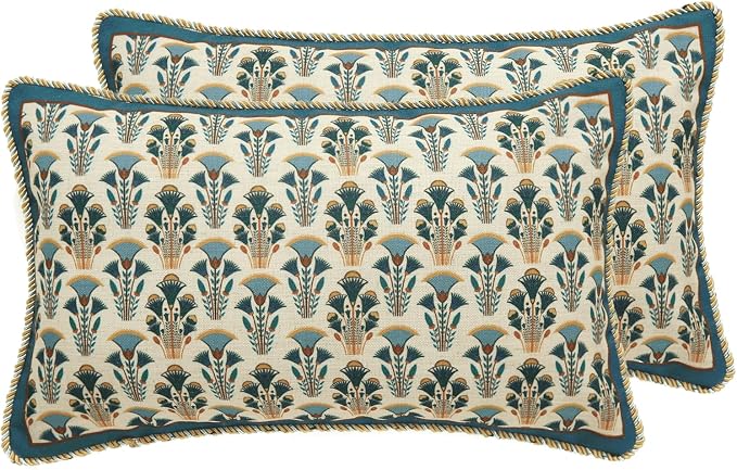 patdrea French Vintage Linen Throw Pillow Cover,12"x20",Set of 2-Wensel D | RusticDecorative Pillow Case,Farmhouse Floral Pattern,Cushion Coverfor Couch Living Room Bedroom Sofa