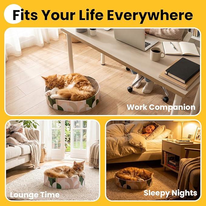 Conlun Oval Cat Scratcher Bed | Scratching Bowl Lounge for Kittens | Medium | Corrugated Cardboard Pad | Concave Shape | No Mess Enclosed Base | Serves as Couch Furniture Protector