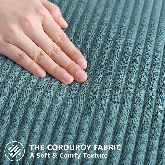 Mecatny Corduroy Decorative Throw Pillow Covers 12x20 Set of 2 Teal | Soft Striped Texture, Hidden Zipper Design, Neutral Boho Lumbar Pillow Cases for Sofa Couch Living Room Bedroom, Home Décor