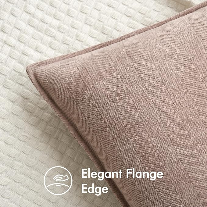 MIULEE Pack of 2 Blush Pink Euro Shams Chenille Pillow Covers 22x22 Inch | Decorative Soft Couch Throw Pillows,Farmhouse Cushion Covers,Elegant Design for Sofa,Bed,Living Room,Summer Decor