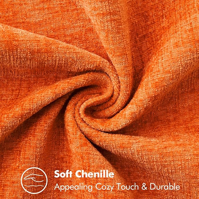 MIULEE Fall Decorative Couch Throw Pillow Covers 18x18 Inch Bright Orange | 2 Pack, Farmhouse Pillow Covers with Stitched Edge, Soft Chenille Cushion Case, Sofa Bed LivingRoom Home Decor