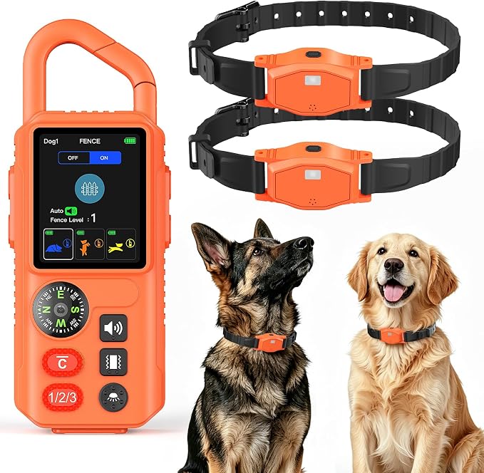 Wireless Dog Fence for 2 Dogs, Wireless Fence System Remote Training Collar