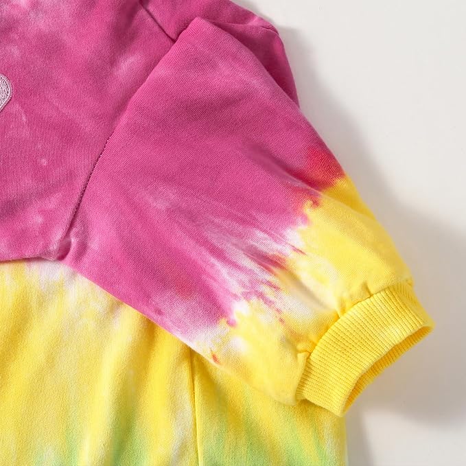 Dog Cotton Tie dye Hoodie Colorful Pullover Sweatshirts Soft and Stretch Pets Clothes Hooded for Large Dogs(Colorful XL)