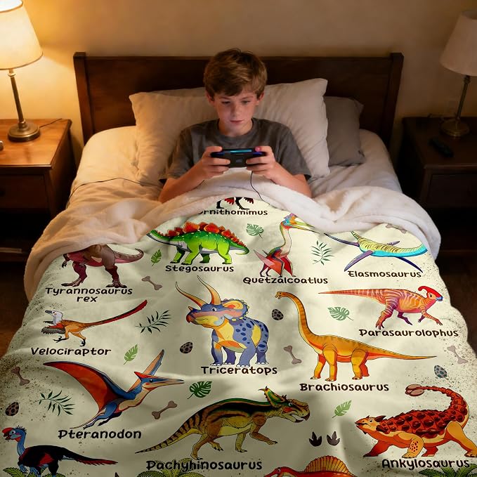 Dinosaur Blanket Gifts for Dinosaurs Lovers Soft Flannel Dinosaur Throw Blanket Bedding Decor 50"x40"