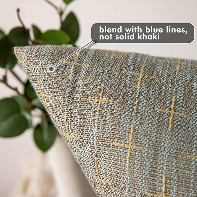 MIULEE Pack of 2 Decorative Burlap Linen Throw Pillow Covers Modern Farmhouse Pillowcase Rustic Woven Textured Cushion Cover for Sofa Couch Bed (18''x18'', Khaki)