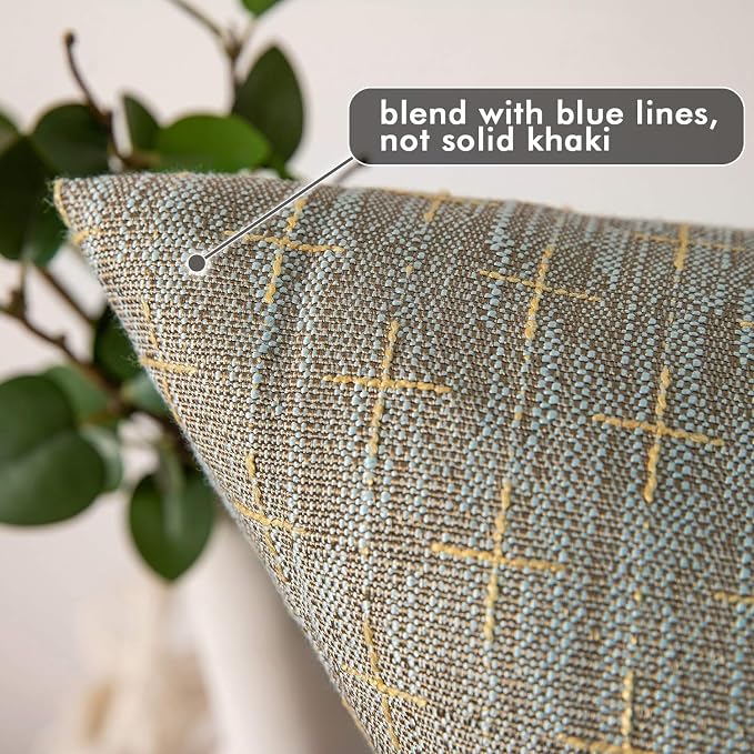 MIULEE Pack of 2 Decorative Burlap Linen Throw Pillow Covers Modern Farmhouse Pillowcase Rustic Woven Textured Cushion Cover for Sofa Couch Bed 20x20 Inch Khaki