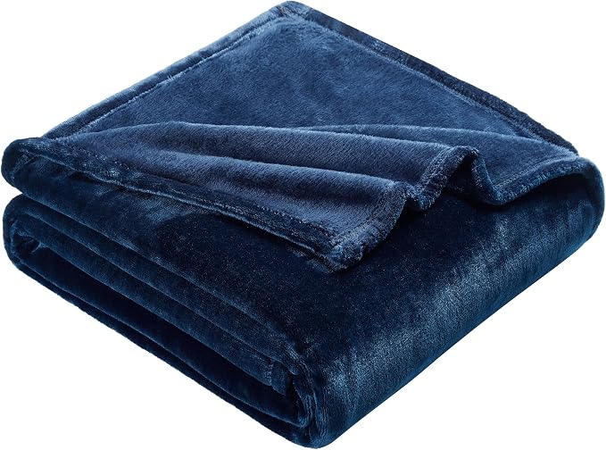 DREAMNINE Extra Large Soft Comfy Fluffy Fleece Bed Blanket Queen Size 90" x 90", Luxury Decorative Fuzzy Blanket for Women Girl, Big Cozy Shaggy Warm Flannel Blankets for Winter Autumn Pets, Navy Blue