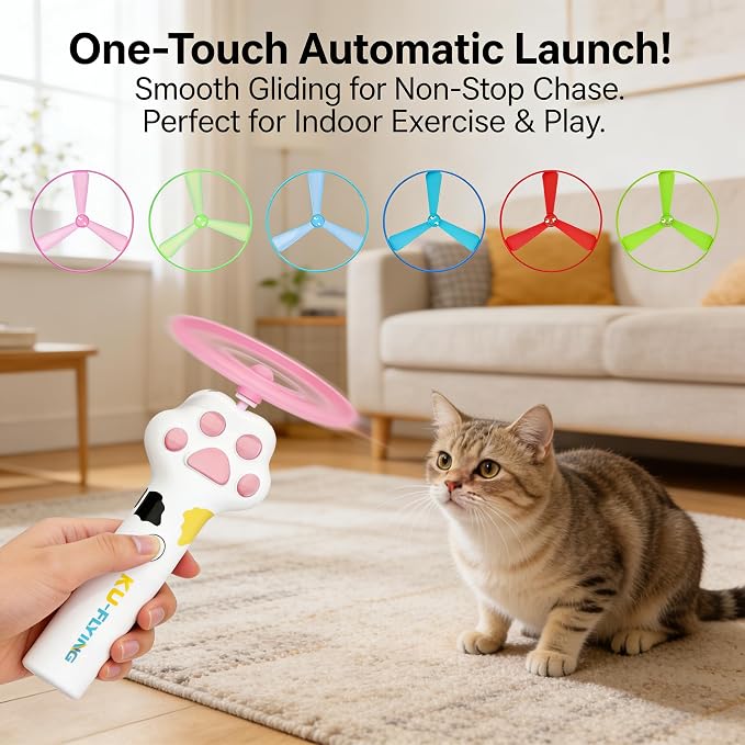 Cat Toy Disc,Interactive Cat Fetch Toy Flying Discs for Pet with 20 Discs | Cat Toys for Indoor Cats,Flying Cat Enrichment Toys for Adult Kittens Dog Playing,Hunting Tracking Chasing Toys for Outdoor