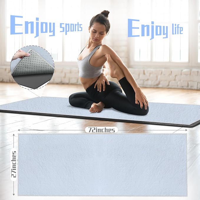 Yoga Towel,Ultra-Absorbent Yoga Mat Towel for Hot Yoga Towel Non Slip,Featuring Ultra-Stylish Prints,Ideal for Workouts,Hot Yoga, Bikram,Pilates Equipment,72 x 27 in,Grey