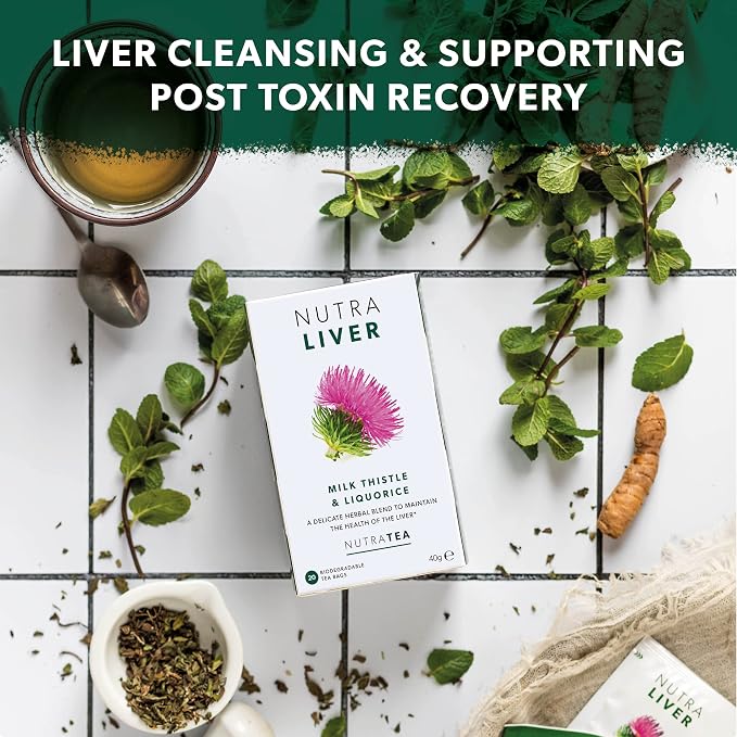 NUTRALIVER Liver Detox Tea - Cleanse & Support with Milk Thistle, Turmeric & Fennel - 120 Enveloped Tea Bags - Herbal Tea - 6Pack by Nutra Tea