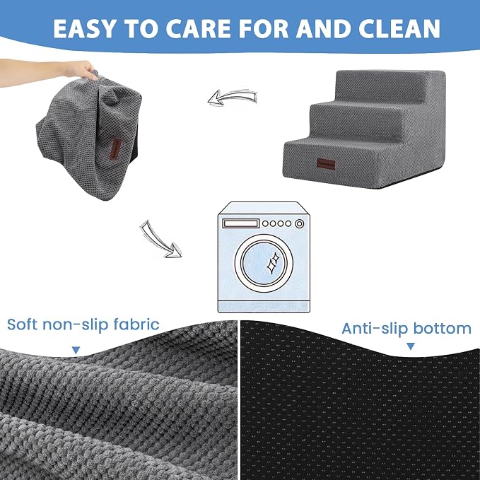 Aodisman Dog Stairs for Small Dogs & Cats,3-Step Pet Steps for Couch & Bed (Pack of 2)