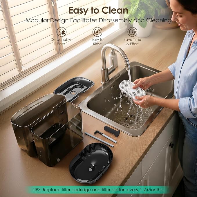 11L/372oz Large Dog Water Fountain, No Spill Automatic Dog Water Bowl Dispenser with Multi-Layer Filtration, Flowing Dog Water Dispenser with Deep Basin, BPA-Free, Ultra Quiet and Easy to Clean