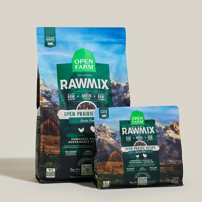 Open Farm RawMix Dry Cat Food, Open Prairie Grain Free Kibble, 8lb Bag | Humanely-Raised Chicken and Turkey, Freeze Dried Raw Chunks, 100% Traceable Ingredients, Non-GMO Fruits & Veggies.
