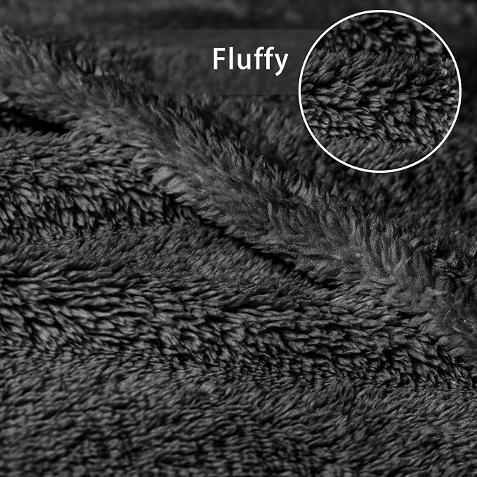 Exclusivo Mezcla Soft Plush Fleece King Size Blankets for Bed Living Room | Lightweight Fuzzy Fluffy Large Blanket for All Seasons, Cozy Velvet for Women Men, Machine Washable, 90"x104", Dark Grey