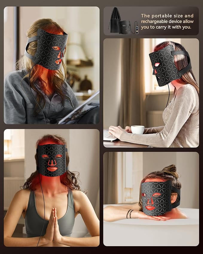 FOLOKE LED Light Therapy Mask Skin Care Mask, LED Red Light Therapy 630nm & 850nm Wavelength for Home Use, Body Beauty Machine for Care at Home