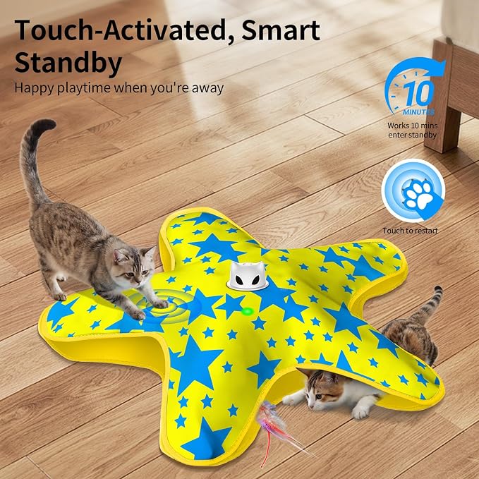 Interactive Cat Toys for Indoor Cats with Moving Concealed Feathers