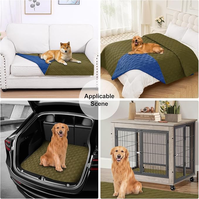 Smiry Reversible Waterproof Pet Couch Covers for Sofa | Washable Dog Couch Sofa Covers, Water Resistant Furniture Protector Slipcover, Geometric (82"x82", Green/Navy)