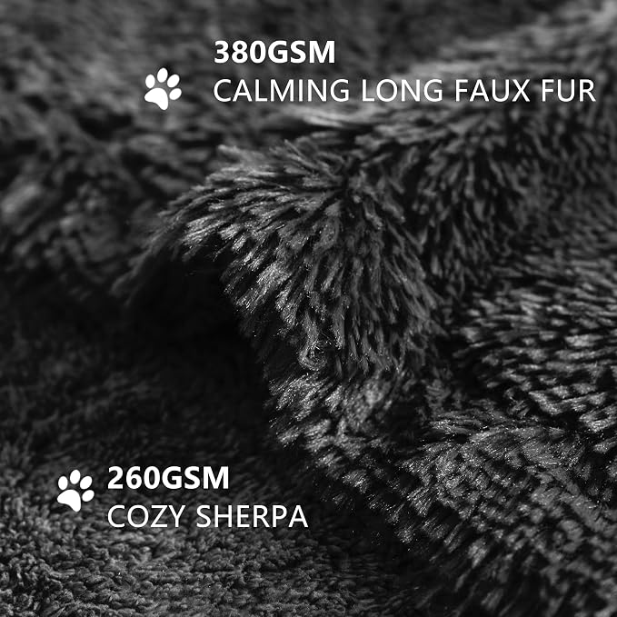 gogobunny Waterproof Dog Blanket for Couch & Furniture Protection - Super Soft Reversible Throw for Large Dogs & Cats, Calming Washable Fur & Sherpa Pet Blanket (25x35 Inch, Black)