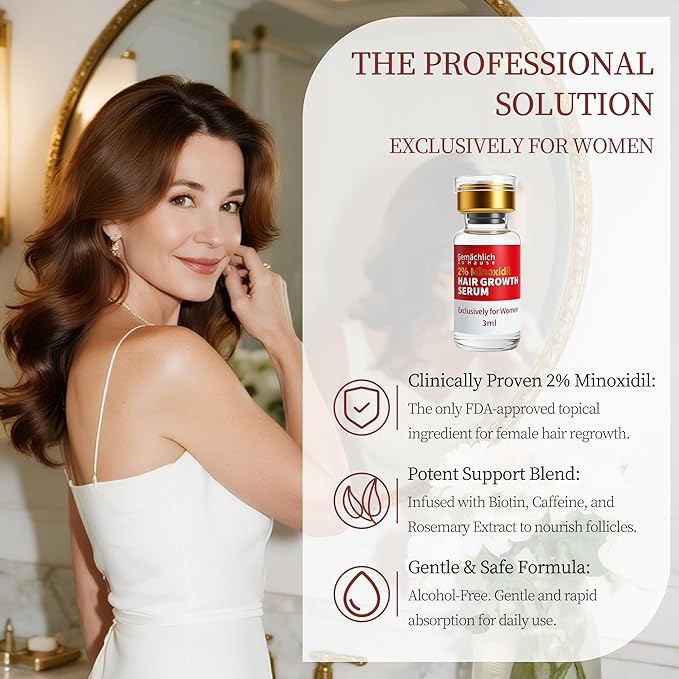 Minoxidil for Women Hair Growth with Biotin, Extra Strength Topical Minoxidil Serum Solution with Rosemary for Hair Regrowth Treatments, Non-Greasy, Helps Prevent Hair Thinning & Hair Loss