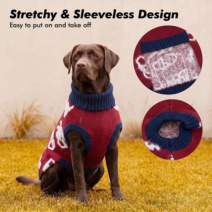 IDOMIK Dog Knitted Sweater for Puppies Cats, Soft Stretchy Dog Sweater,XS | Sleeveless Pet Pullover with Leash Hole, Cozy Knitwear with Foldable Turtleneck, Warm Winter Dog Clothes for Small Pets