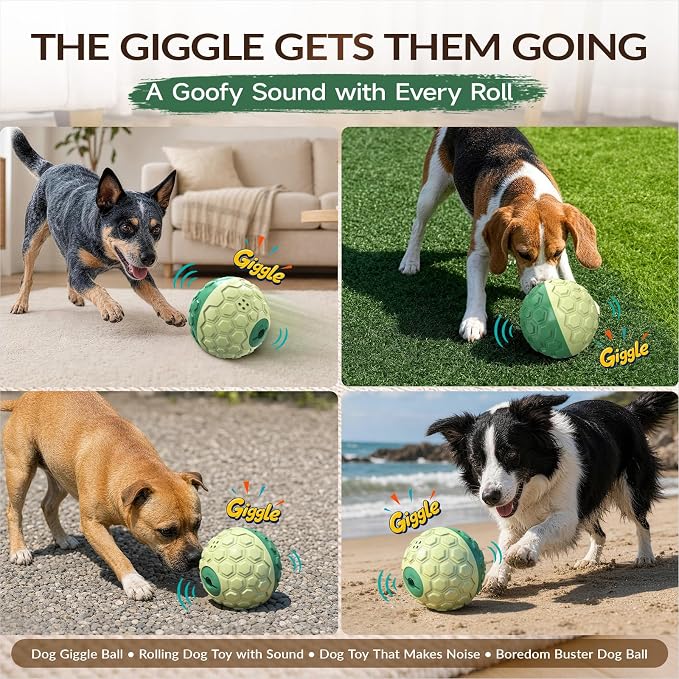 KADTC XL Rolling Dog Treat Dispenser Toys, Wobble Giggle Ball & Slow Feeder | Soft Shell/Tough Core | 3-Cup Kibble Capacity | Adjustable Flow | Burns Energy | Brain Game | Fights Boredom | Indoor/Outdoor
