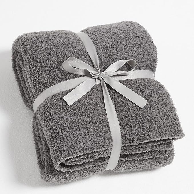 Knit Throw Blanket for Couch Dark Grey-Super Soft Lightweight Plush Fuzzy Fluffy Cozy Blankets and Throws for Sofa Bed, 50x60 inches