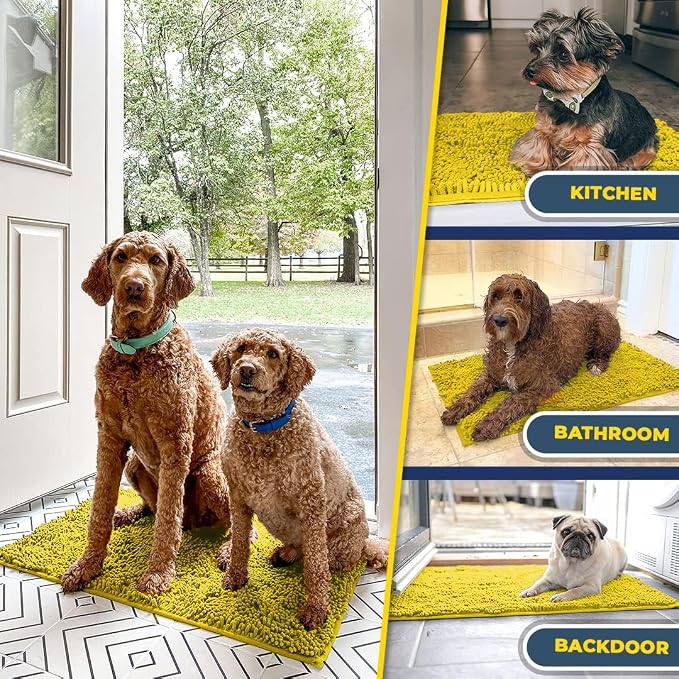Muddy Mat® | Super Water Absorbent Door Mat Indoor, Microfiber Quick Dry Chenille Entryway Rug,Slip Resistant Front Door Mat,Indoor Mats for Entryway,Machine Washable Pet Rug, Lemon Yellow 26" x 42"