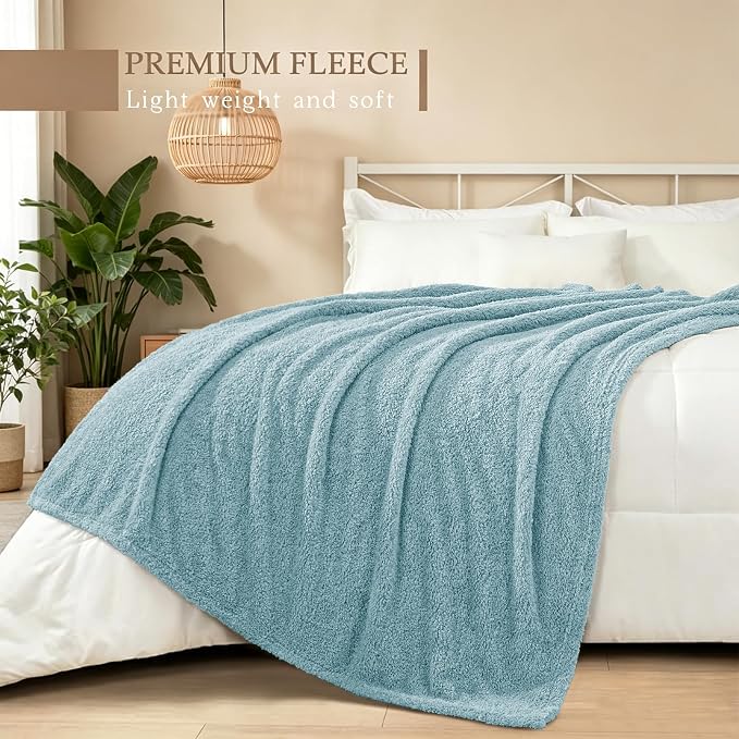 Exclusivo Mezcla Fleece Bed Blankets King Size for Bed, 90" x 104" | Super Soft and Cozy Fluffy Blanket for Women, Lightweight and Fuzzy Large Blanket for Bedroom , All Season, Slate Blue
