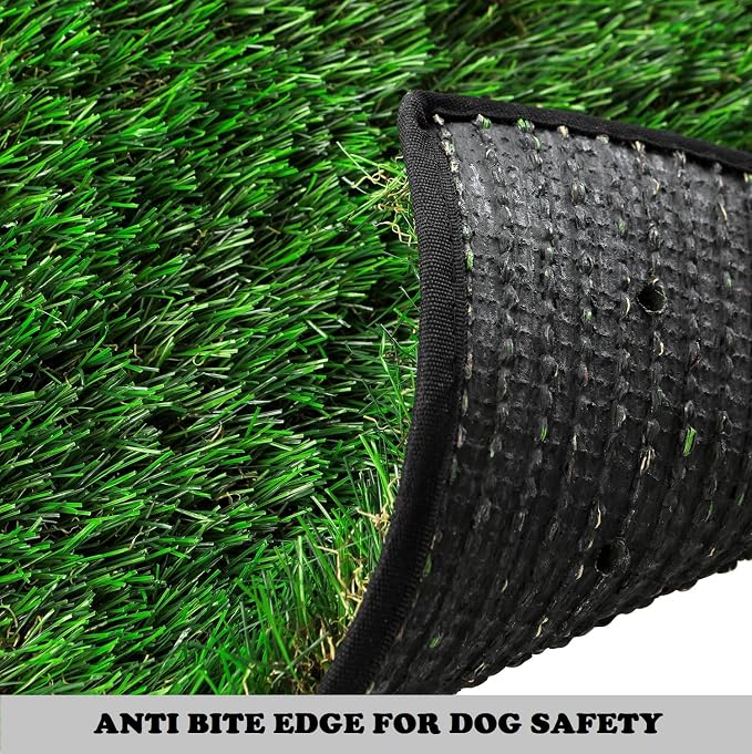 HQ4US 4LEGS Dog Grass Pad with Tray, Dog Litter Box with Artificial Grass | Small No Grate Grass Pee Pads for Dogs Potty Tray, Hemmed Edge, Realistic, Less Stink, Puppy Toilet for Indoor or Balcony