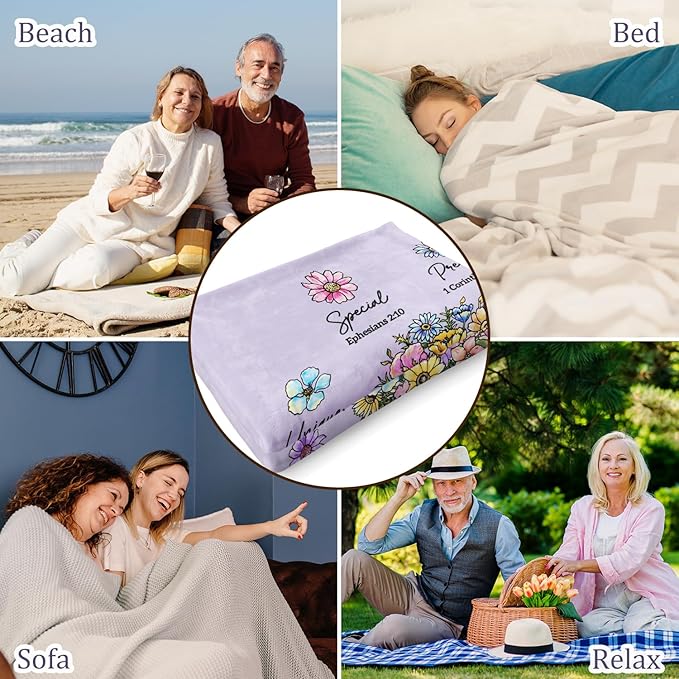 Christian Religious Gifts for Women, Lilac Purple Birthday Gifts for Women | Christmas Baptism Confirmation Spiritual Jesus blanket Gifts for Girls Sister Daughter Girls Mom, Throw Blankets 60''x 50''