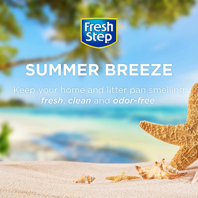 Fresh Step Cat Litter Crystals Deodorizer, Summer Breeze Scent, 70 Oz | Non-toxic crystals, summer breeze scent, odor neutralizing, any litter box