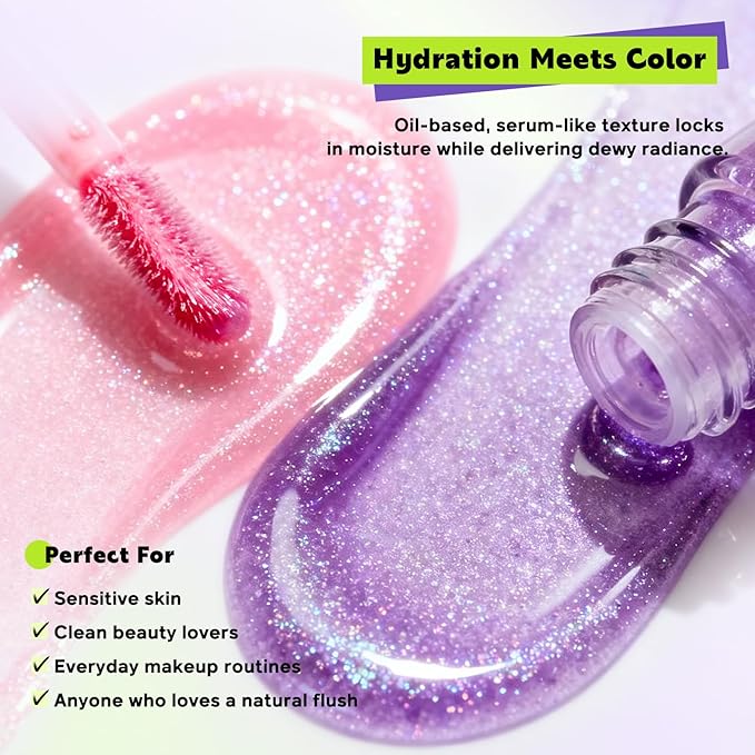Glam Code Lip Gloss Set – Color-Changing Lip Gloss for Daily Glow – Glossy Lip Oil with Vitamin E & Shea Butter for Deep Hydration Lightweight, Non-Sticky & Sensitive Skin Friendly