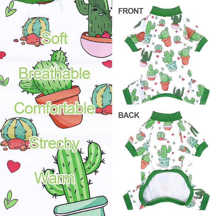 XPUDAC 4 Pieces Dog Pajamas Soft Strechy Puppy Onesies Pet Clothes for Small Medium Dogs Boy Girl Cat Pet Outfit, S