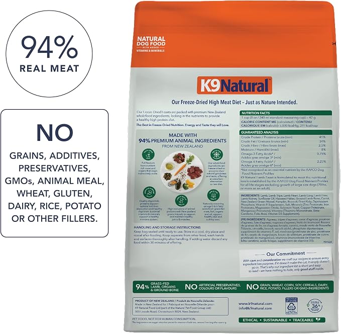 K9 Natural - Freeze Dried High Protein Grain-Free Dog Food Or Topper