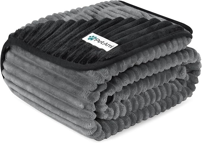 PetAmi Waterproof Dog Blanket, Leakproof Pet Blanket for Small Medium Large Cats, Soft Plush Reversible Sofa Couch Cover Protector, Washable Puppy Throw for Bed Crate, 60x80 in, Black Grey
