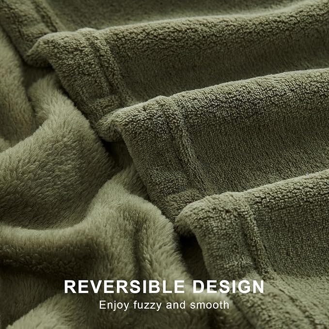 Hansleep Full Moss Green Fleece Blanket, Soft Flannel Bed Blanket | Fuzzy Cozy Blanket 84x90 Inches, Multi-use for Bed, Sofa, Couch, Travel, Camping, All Season Warm Lightweight Cover