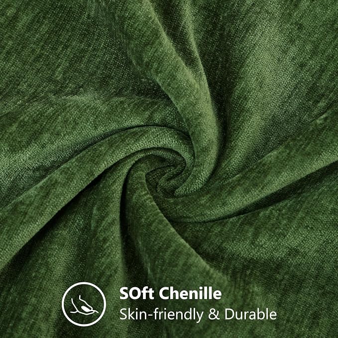 decorUhome Soft Chenille Moss Green Throw Pillow Covers 24X24 Set of 2 | Decorative Fall Couch Pillow Covers Solid Dyed Accent Modern Euro Sham Farmhouse Neutral Square Pillow Cases for Sofa