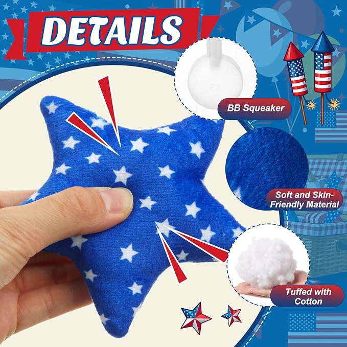 Civaner 12 Pcs Stuffed Dog Toy Squeaky Plush for Small Breed, Star