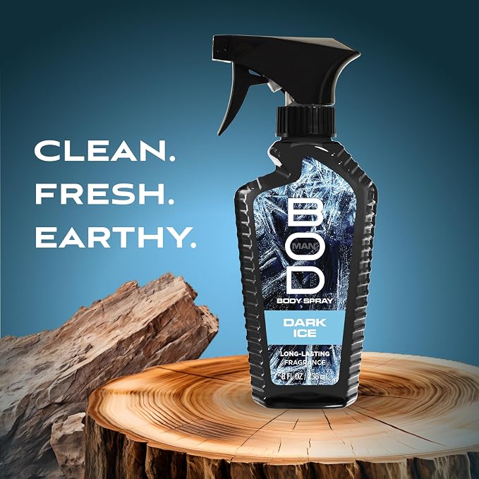 BOD man Fragrance Body Spray, Dark Ice, 8 fl oz (Pack of 2)