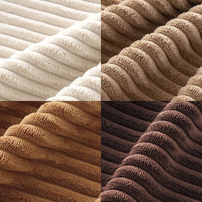 MIULEE Fall Corduroy Decorative Throw Pillow Covers Brown Series 18x18 | Set of 4, Mordern Rustic Fall Decor, Layered Brown Collection, Boho Farmhouse Cushion Covers for Couch Bed Sofa Living Room